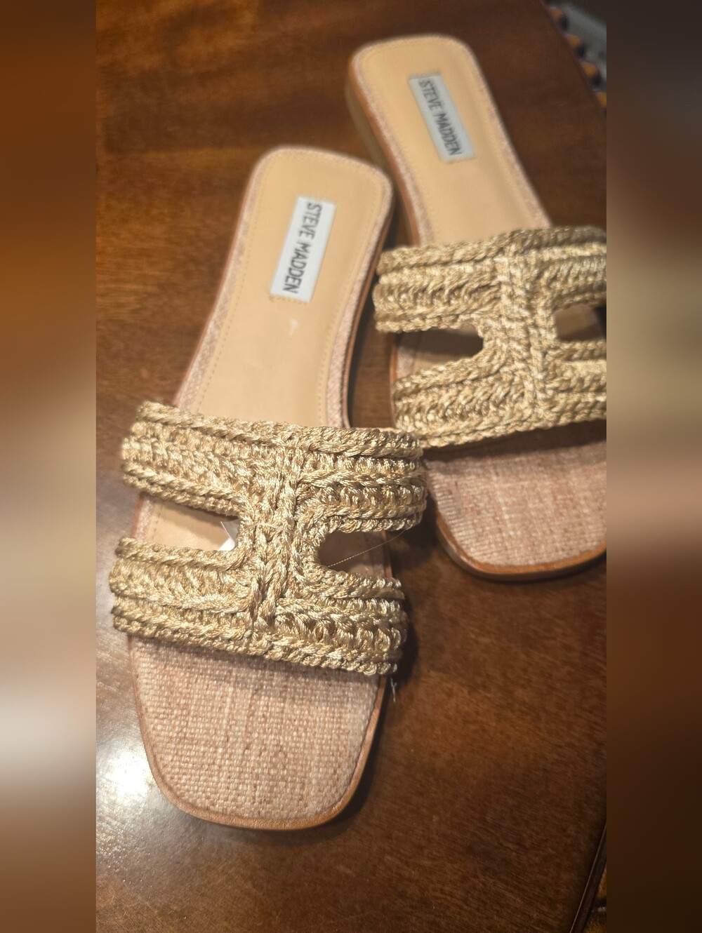 Steve Madden NWT Braided Jute Natural-Tone Slide Mules, Women's Sz 9.5 - Picture 2 of 4